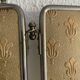 Miroir vintage 1910 triptyque barbier fleur de lys doré - 22 x 50 cm
