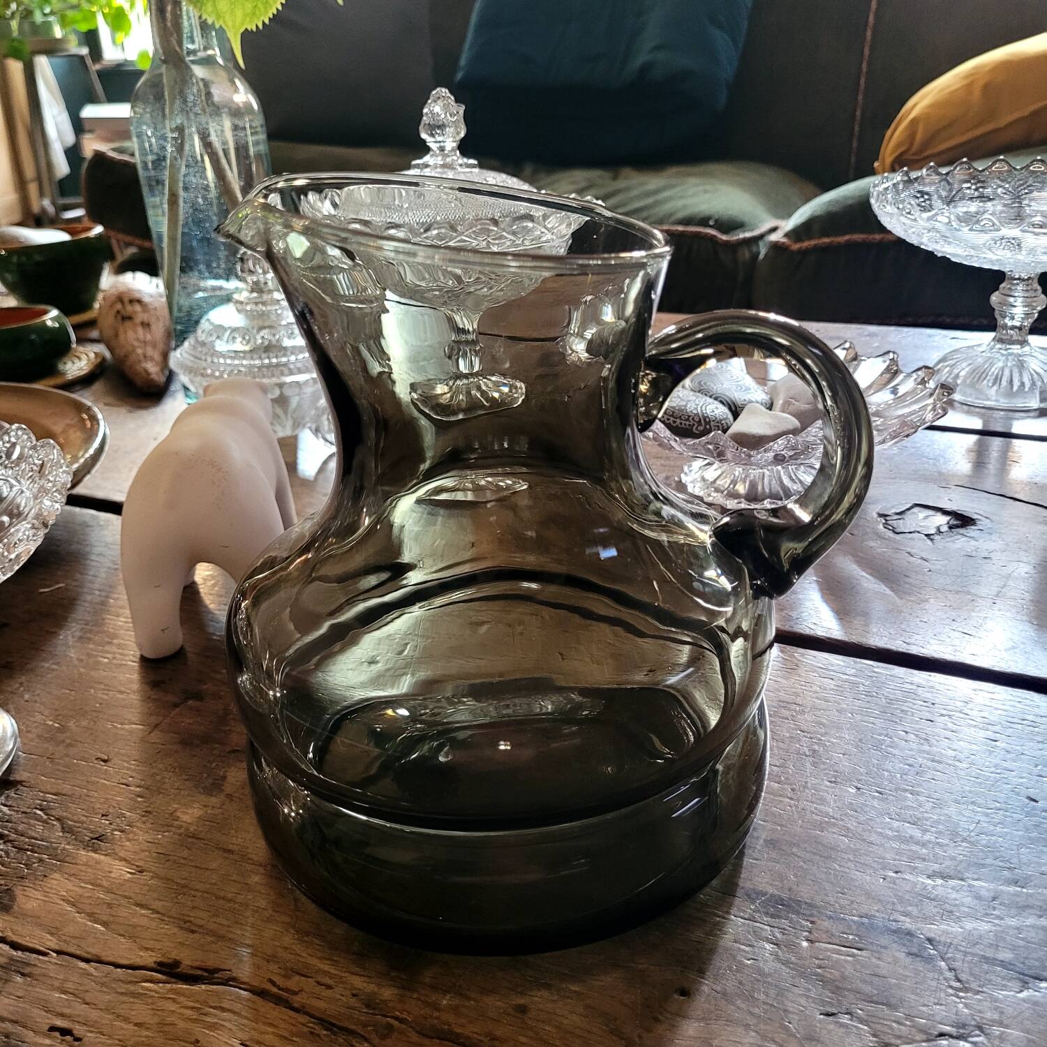 Blown smoked glass pitcher 60-70
