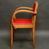 Pair of red bridge armchairs, 1950s