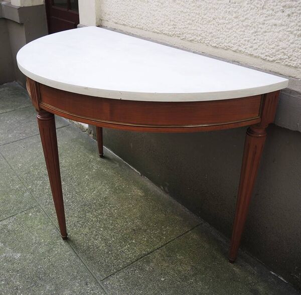 Ancienne console demi-lune en bois