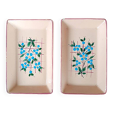 duo of vintage blue flower ceramic bowls