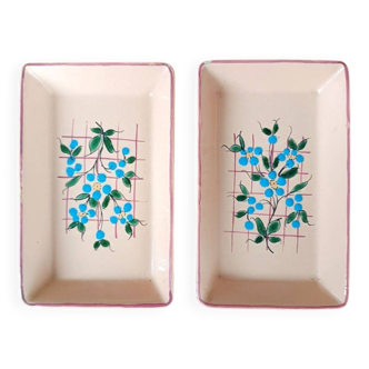 duo of vintage blue flower ceramic bowls