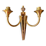 2-light wall light in gold metal, 40s-50s