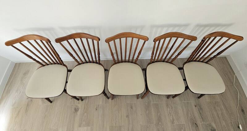 Lot de 5 chaises estampillées Baumann modèle Boston - années 70.