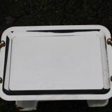 GUY DEGRENNE Serving Tray – Stainless Steel & Brass Handles – France