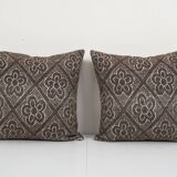Set of two organic wool outdoor turkish old kilim pillow covers