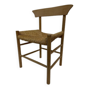 Chaise vintage danoise en corde et bois, années 60