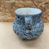 Old Cauldron Pot Tripod Annette ROUX Ceramic Fat Lava 50s #B579