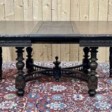 Oak dining table with beech base and 3 extensions