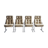 Set of 4 vintage chrome chairs 1970