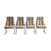 Ensemble de 4 chaises chromées vintage 1970