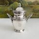 Antique monogrammed silver-plated metal sugar bowl