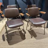 Set of armchairs Kho Liang Ié, brown vinyl, 60s, Netherlands