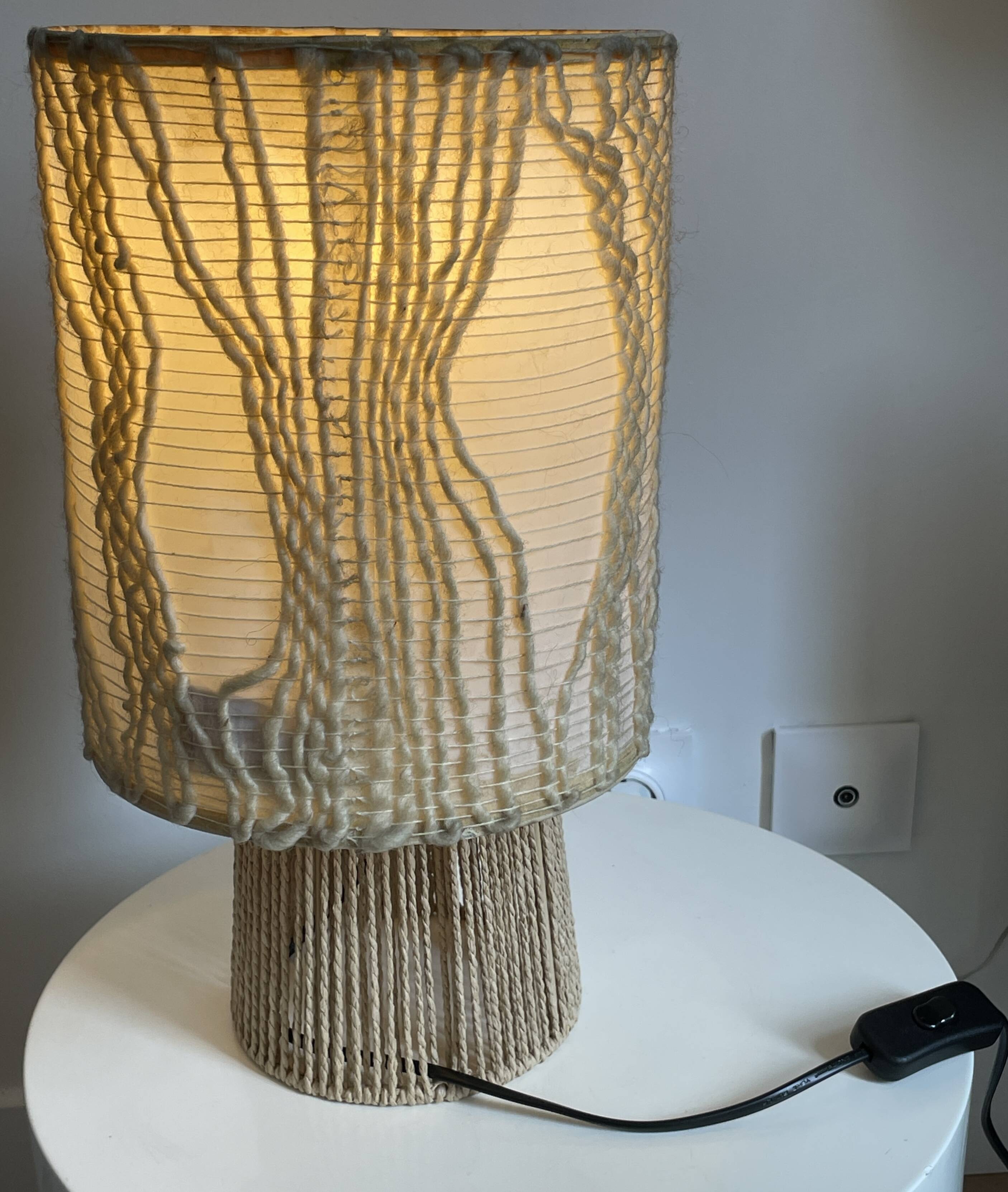 Bohemian table lamp, handcrafted lampshade signed Atelier Marmotte.