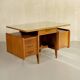Bureau double à poignées gainées, France 1950