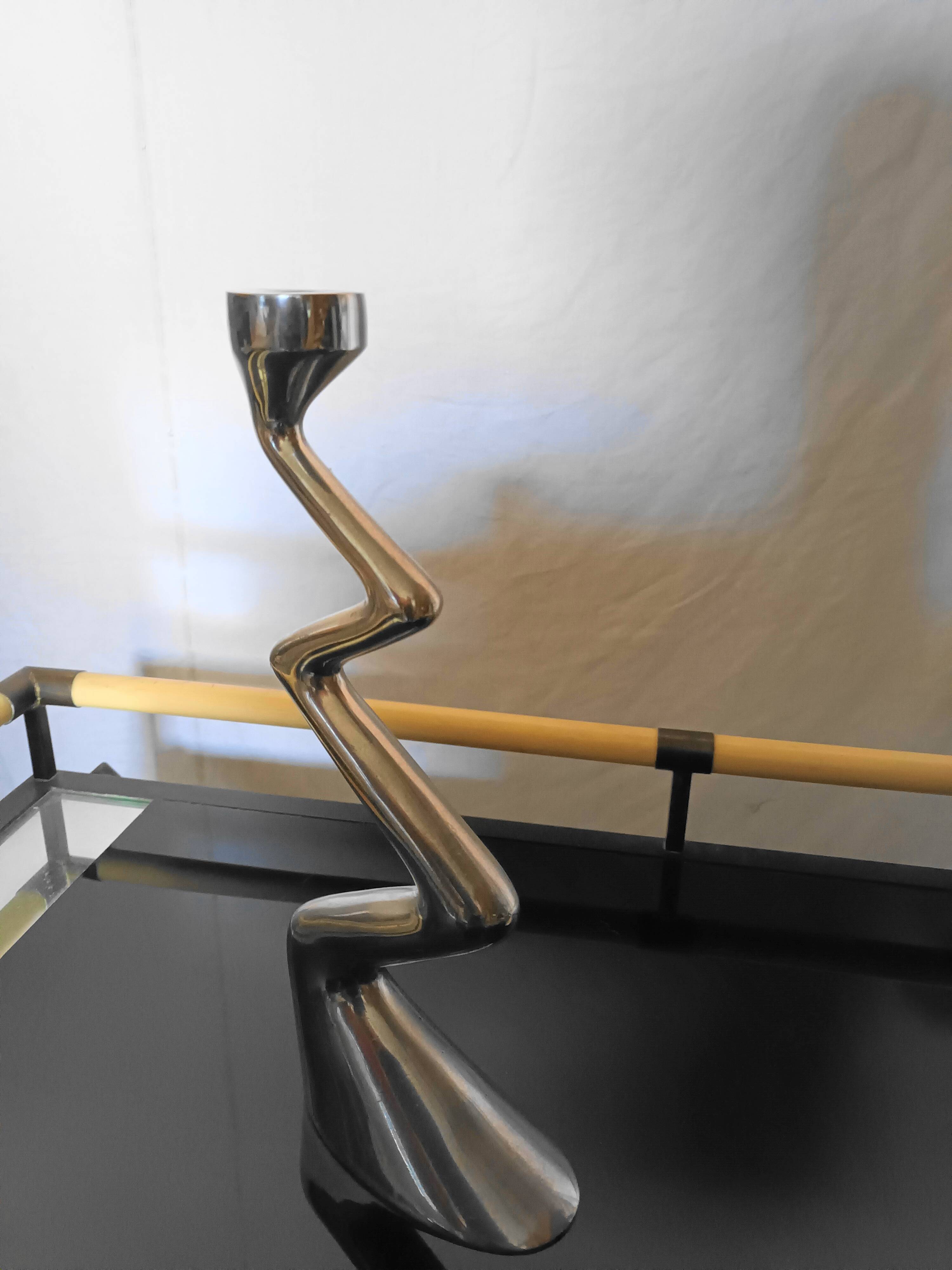 Pair of Zig Zag candlesticks by Matthew Hilton from the 80s