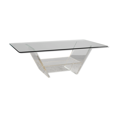 Table basse en verre et plexiglas - David Lange