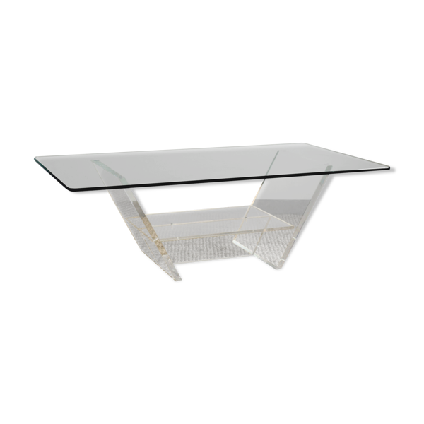 Table basse en verre et plexiglas - David Lange