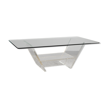 Glass and plexiglass coffee table - David Lange