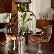 Dining table glass chrome and marble 1970s Italian vintage design