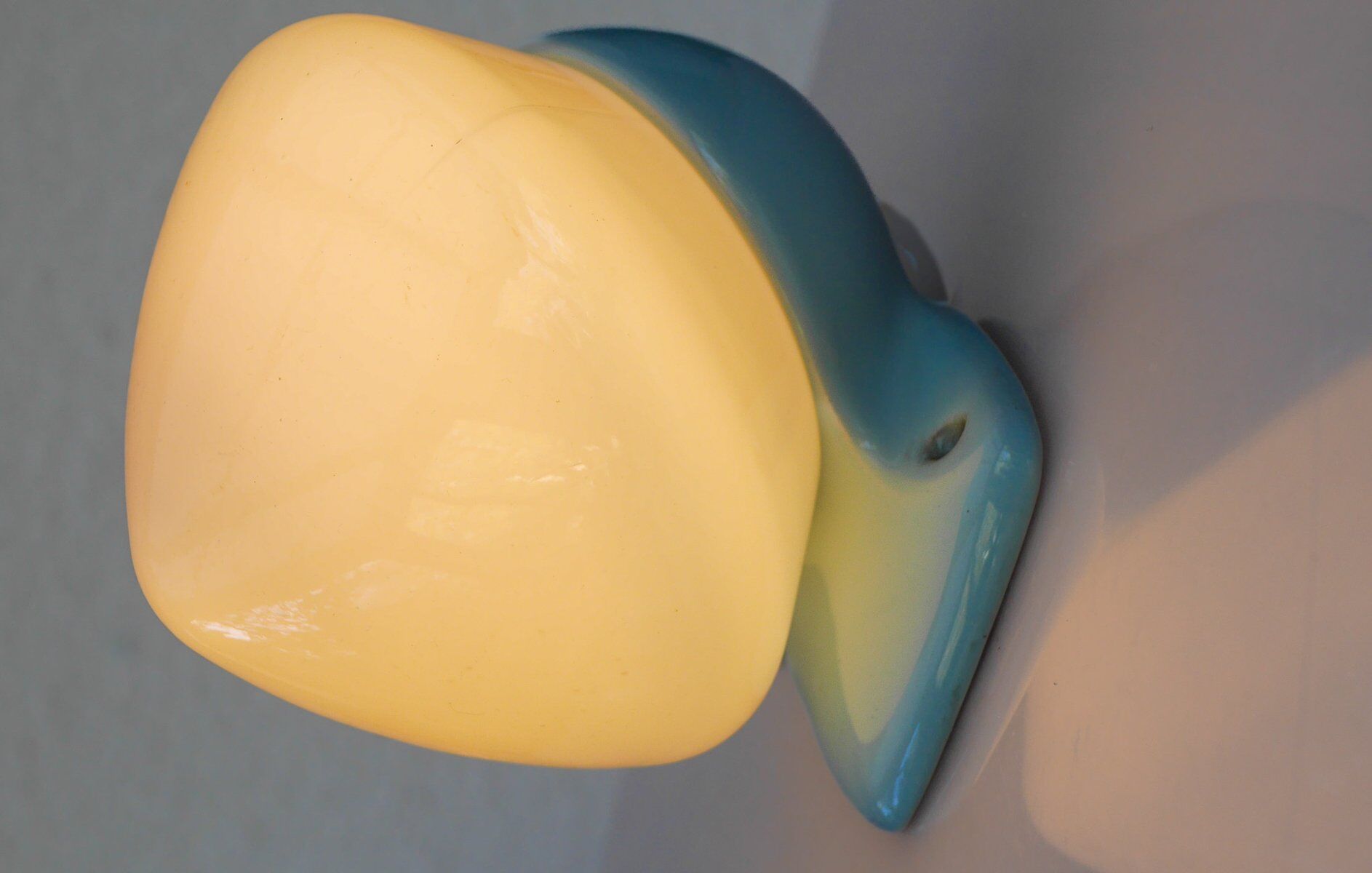 Large mid-century modern pale blue bathroom sconce from Ifö, Sweden