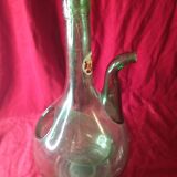 Carafe ancienne en verre soufflee avec reservoir fraicheur / vintage