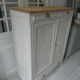 Parisian buffet patinated grey pearl powdery white, wood top waxed finish