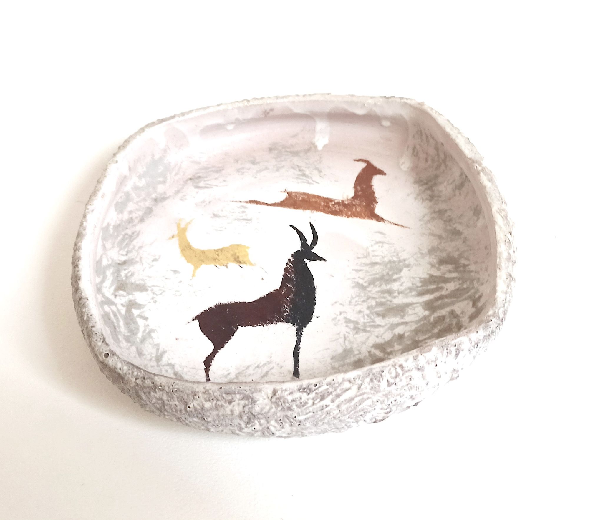 Vide poche en céramique motifs rupestres années 60