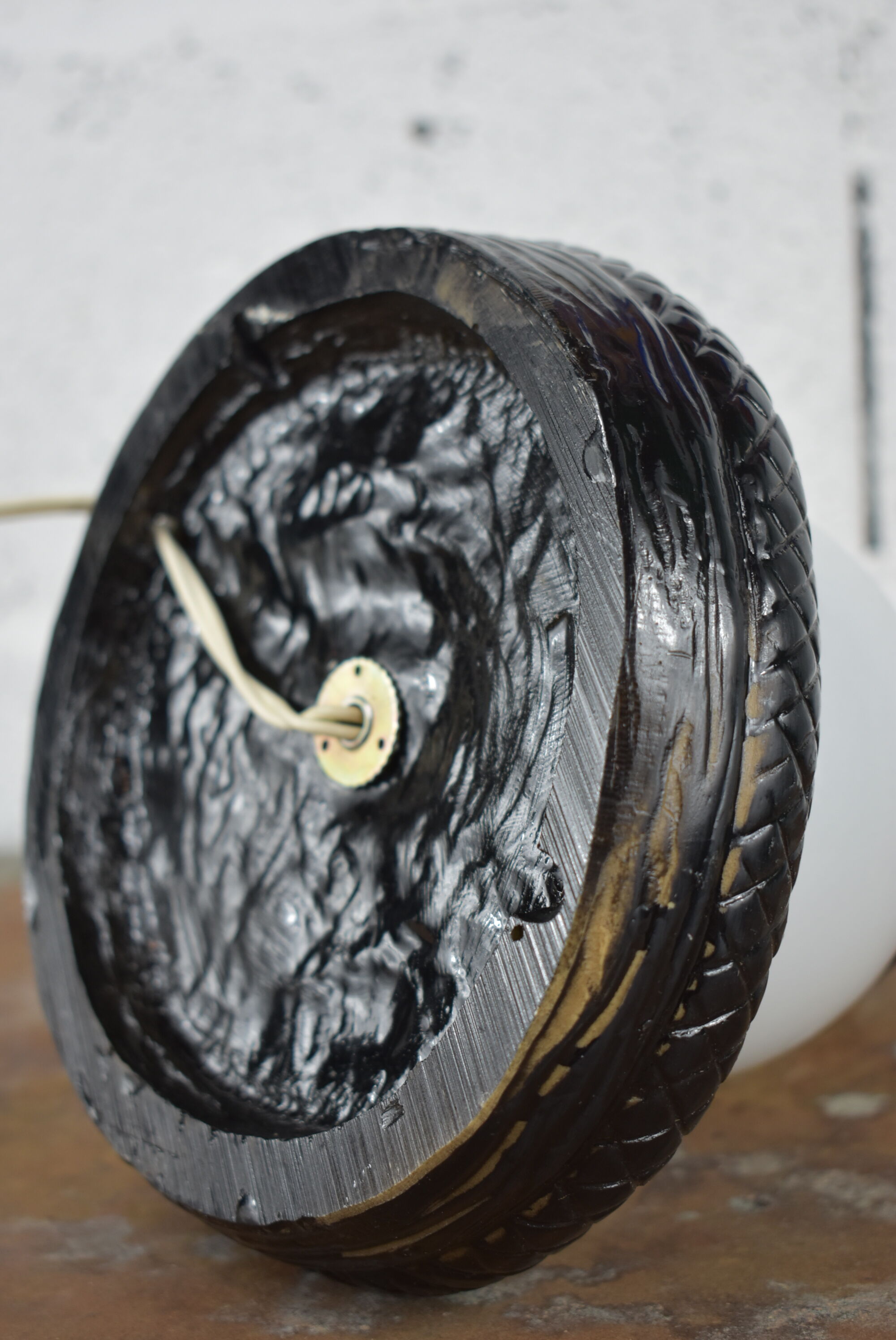 Vintage cobra lamp in black resin