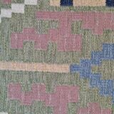 Mid century Scandinavian rug, Swedish wool flatweave with geometric design