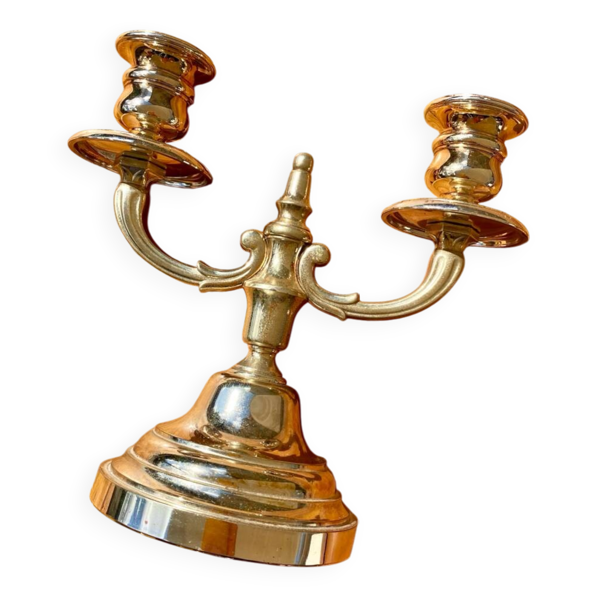 Double silver metal candlestick