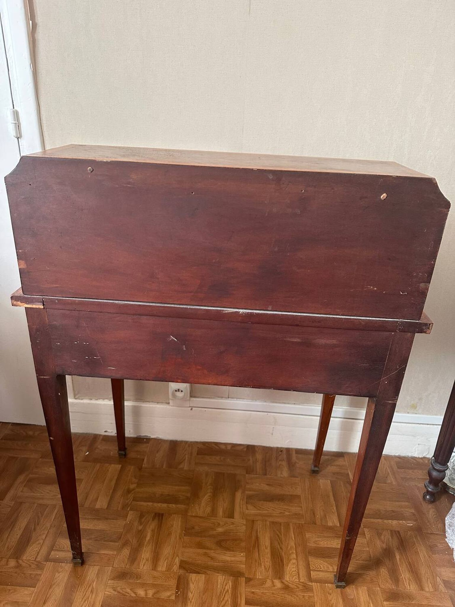 Cylindrical desk in cubic marquetry Louis XVI style late 19th, early 20th century