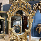 Mirror With Putti In Golden Wood From Napoleon III Period 1m96 X 1m33