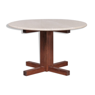 Travertine and Wooden Italian Mid-Century Dining Table