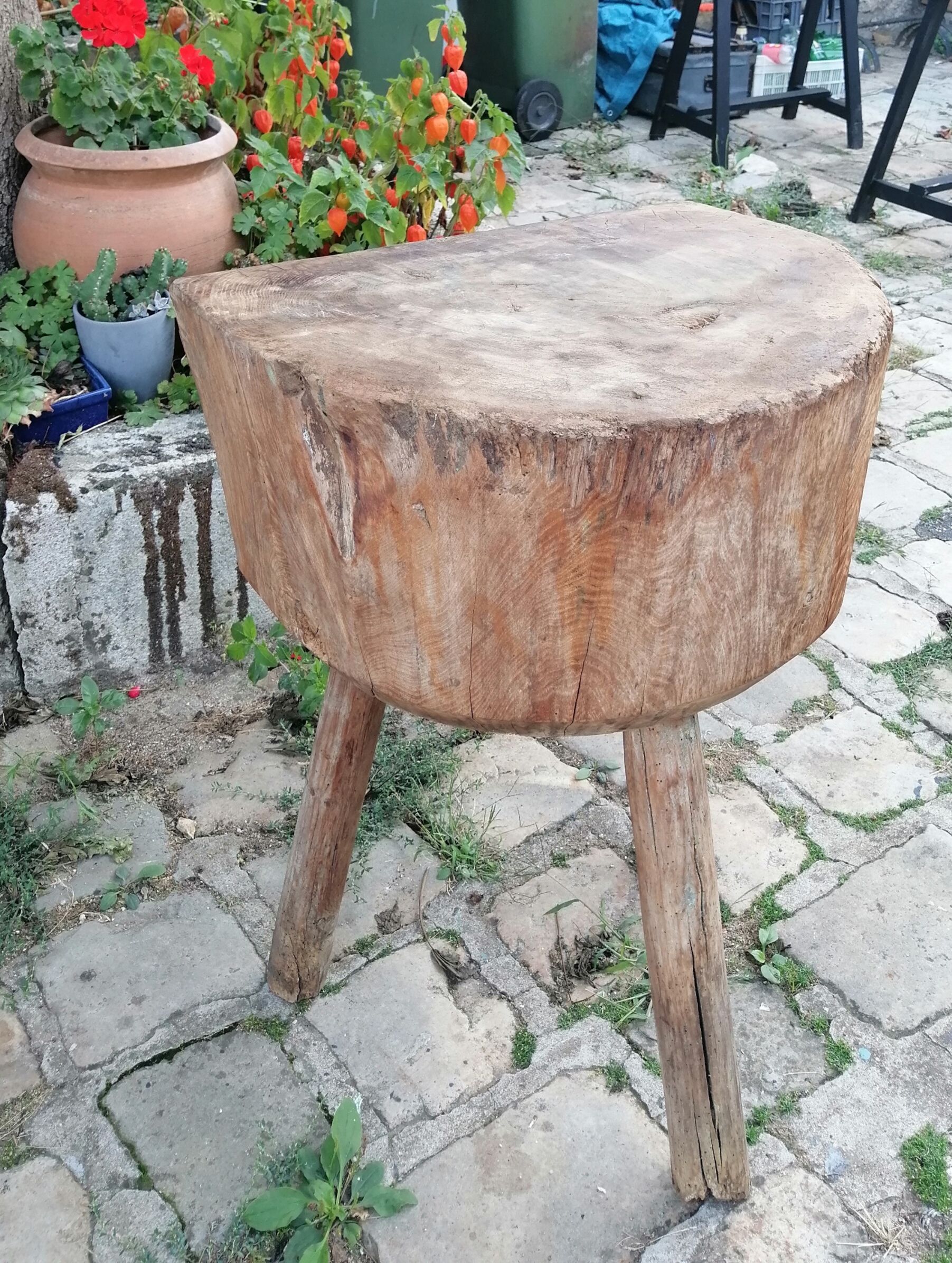 Rustic coffee table old farm log