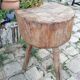 Table d'appoint rustique ancien billot de ferme