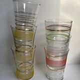 ensemble de 6 verres à eau granité colorés années 1960
