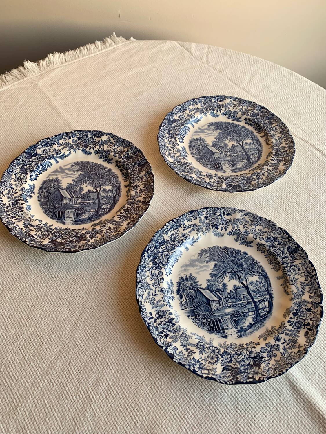 Set of 3 old Johnson Bros iron earth plates