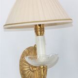 Pair of Twisted Gilt Bronze Wall Lamp & Pleated Lampshade