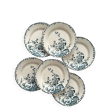 6 assiettes plates en terre de fer «Rose trémière» Gien