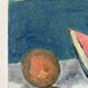 Still life, watermelon and clown, oil on canvas signed 1988