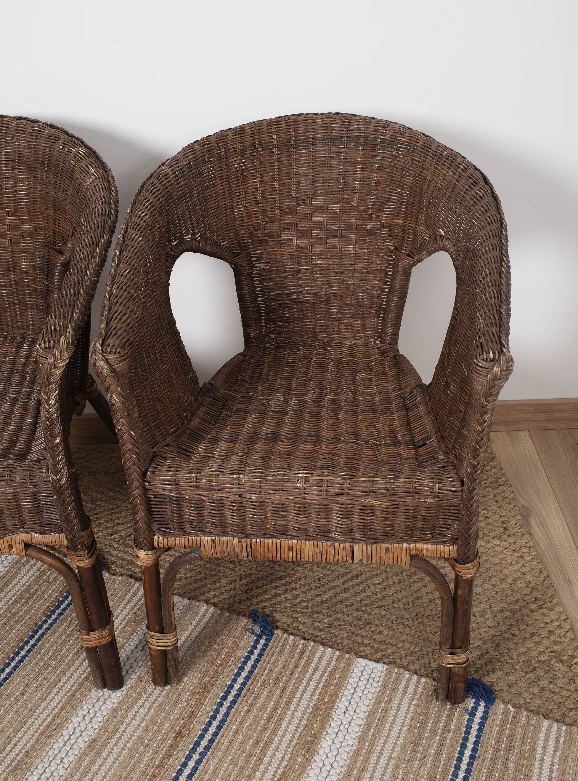 Vintage Rattan Armchair, wicker, set of 3