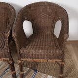 Vintage Rattan Armchair, wicker, set of 3