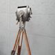 Projector AE Cremer industrial lamp on wooden trefoot