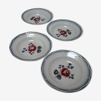 Lot de 4 assiettes creuses de Digoin Sarreguemines