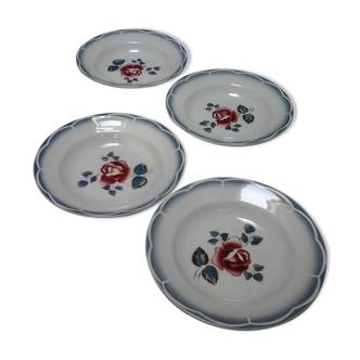 Set of 4 soup plates from Digoin Sarreguemines