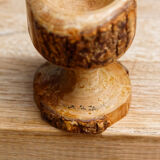 Pair of brutalist coquetiers in solid wood