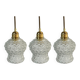 Set of three vintage pendant lamps in chiseled glass