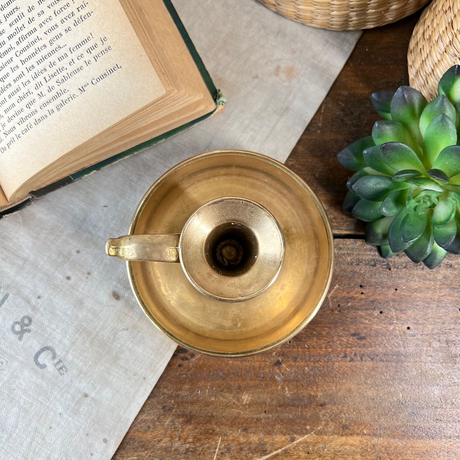 Brass cellar rat candle holder