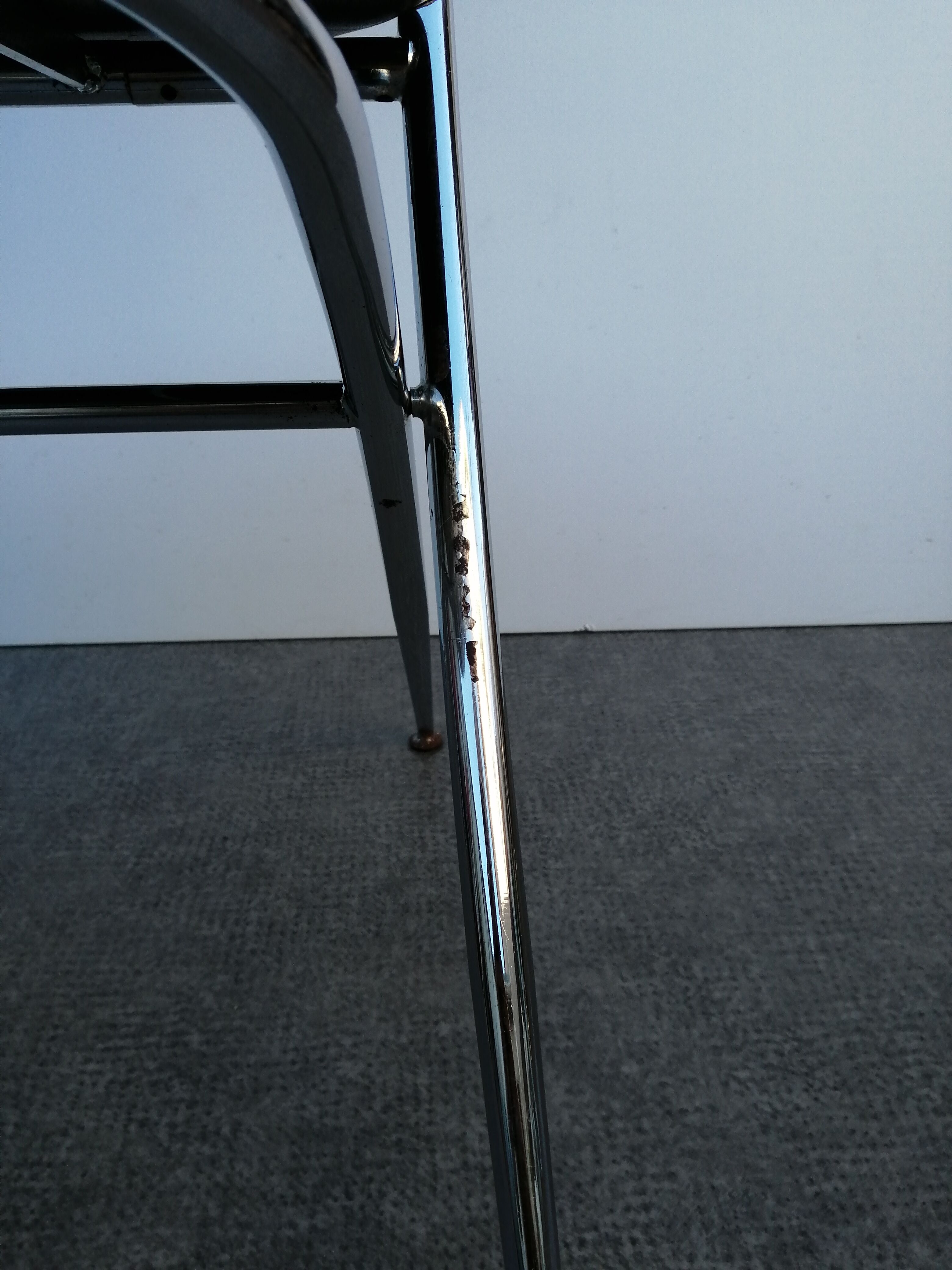 Vintage chrome and leather folding chair made in Italy Zanotta Arper style 1970